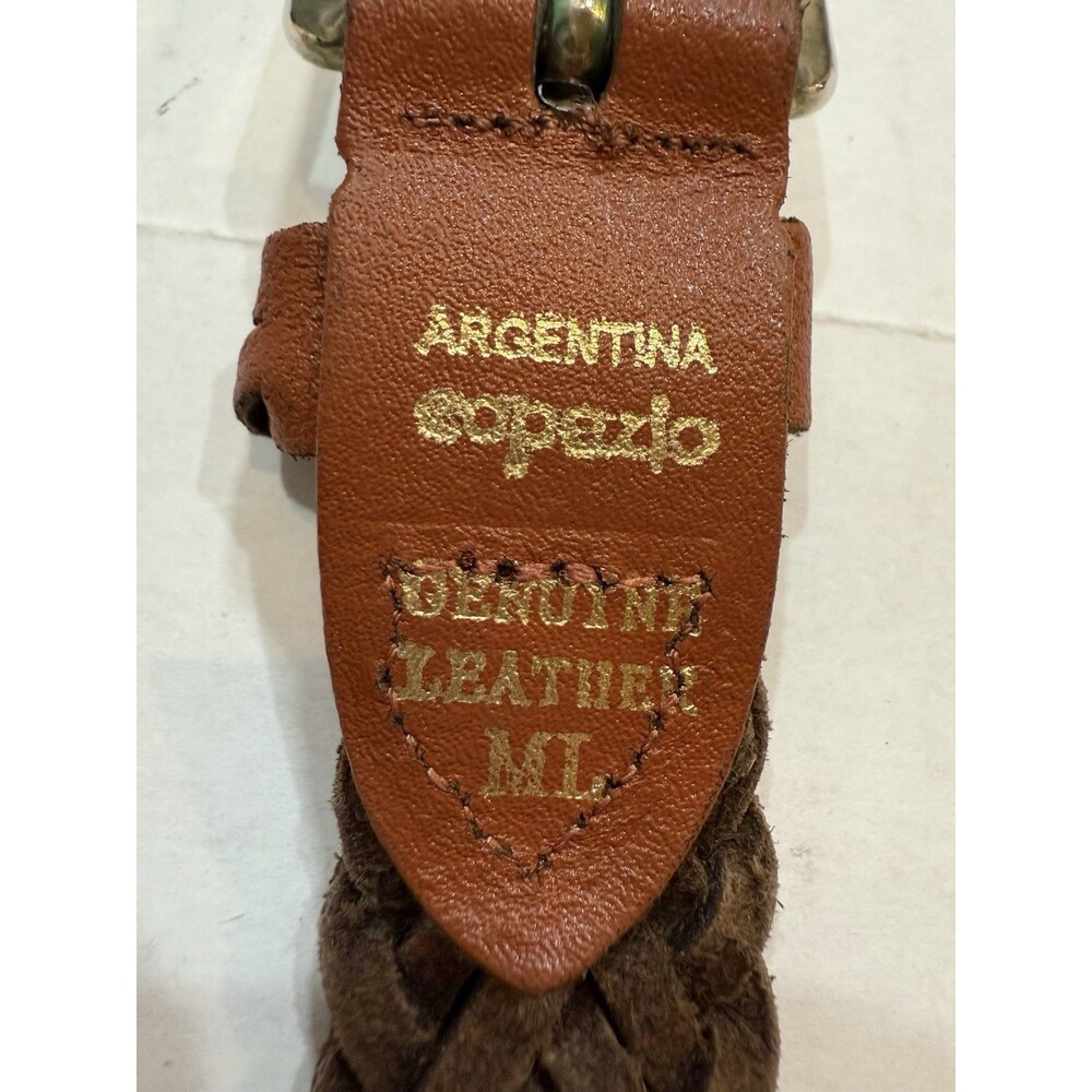 Capezio Women Brown Genuine Leather Braided Belt M/L Woven Fits 36 Waist - Picture 2 of 11